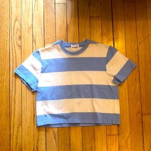 Women size small. Blue and cream crop top